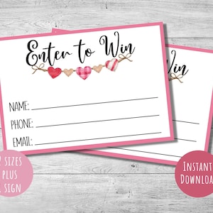 Muttertag mitmachen, um Tickets zu gewinnen, Schule Benefizveranstaltung, Valentinstag Verlosung, 2 Größen plus 1 Schild, Sofort Download