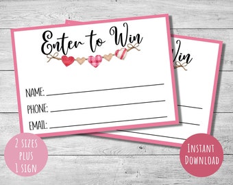 Mother's Day enter to win tickets, School fundraiser, Valentine's Day raffle, 2 sizes plus 1 sign, instant download