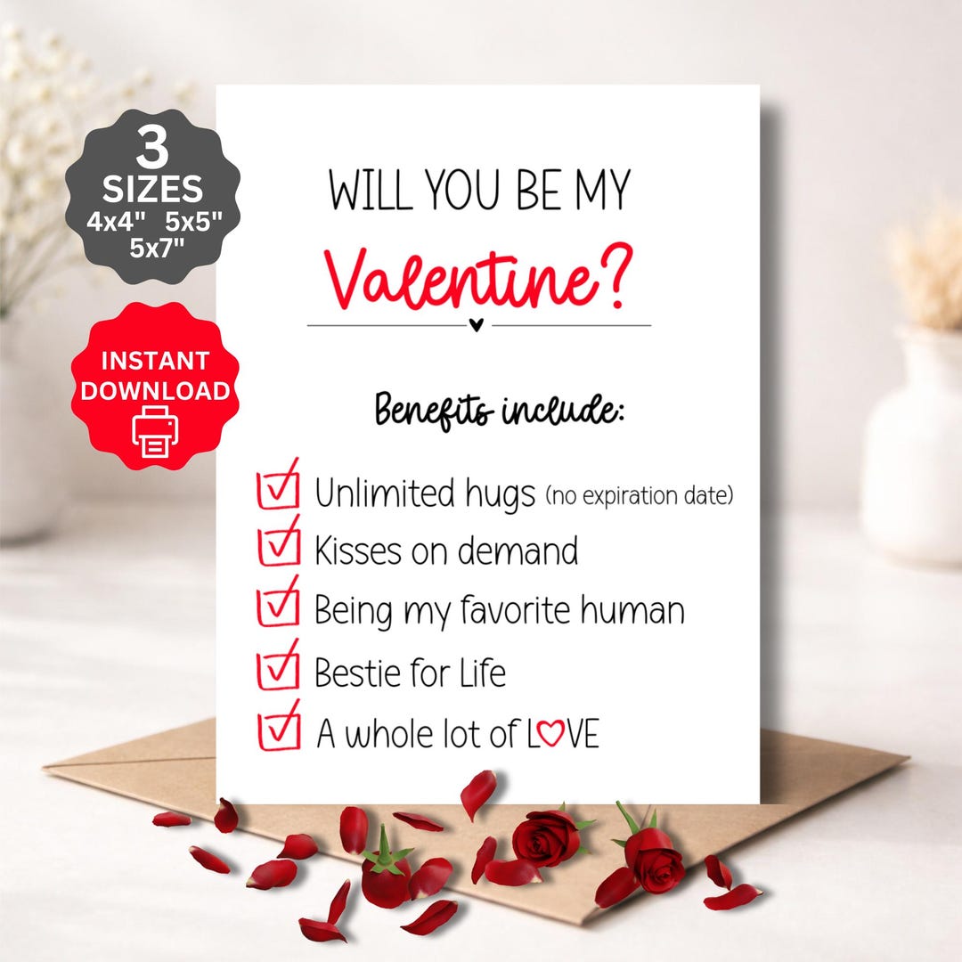 Will You Be My Valentine Card, Cute Valentines Day Greeting Card, Last ...