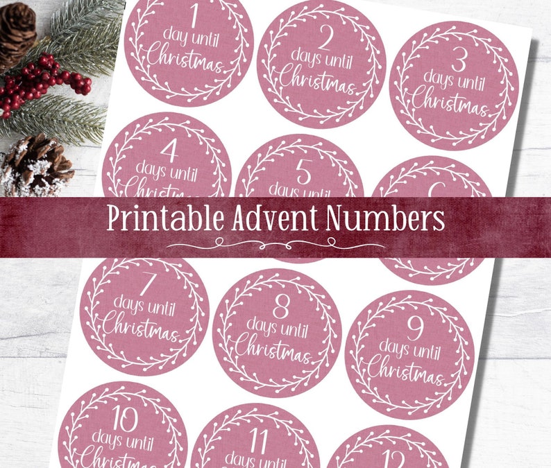 Advent Calendar Numbers, 2.5 Size, DIY Advent Calendar Kit, Printable