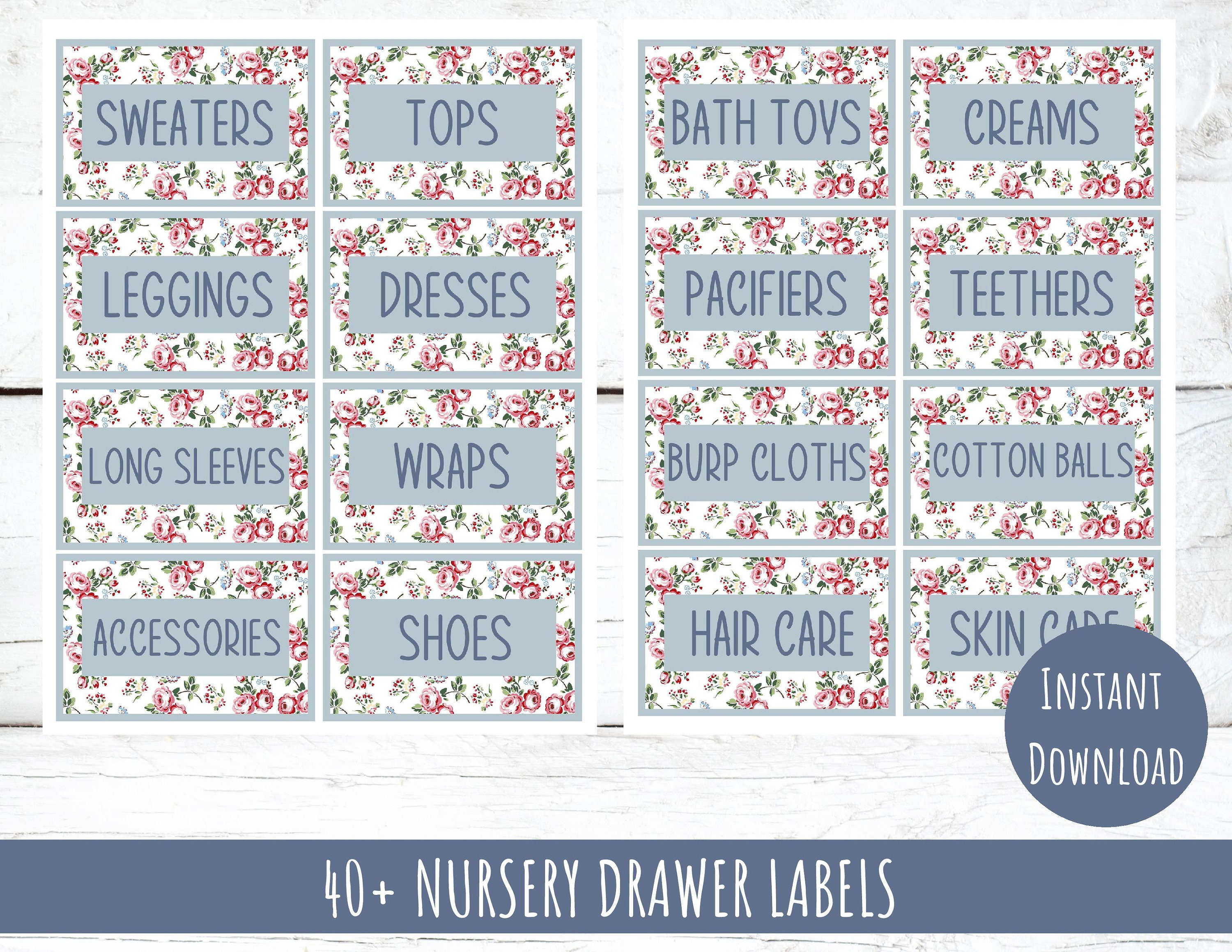 Printable Baby Nursery Drawer Labels Nursery Organization Etsy