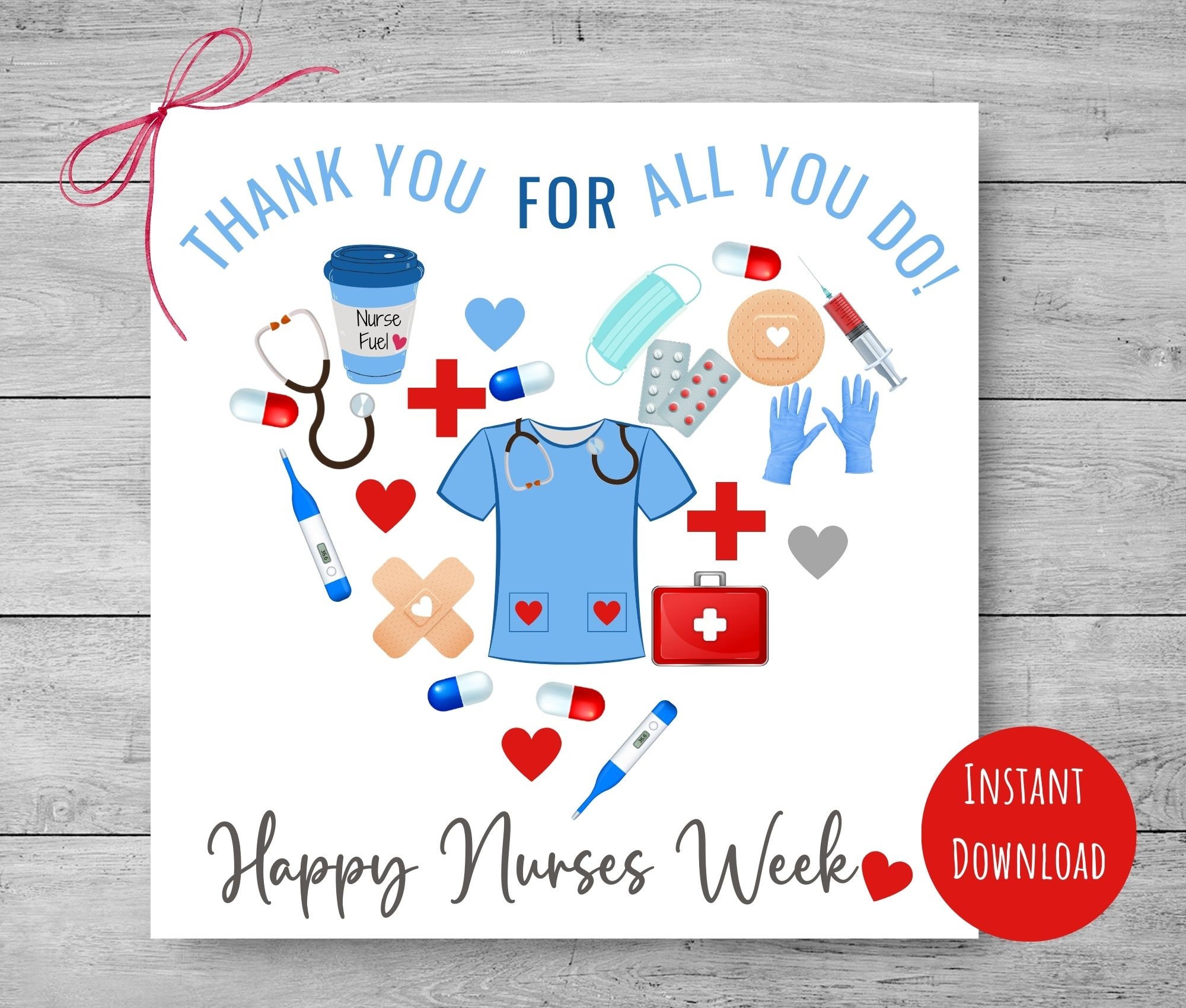 Nurse Week Appreciation Gift Tag, 3 and 4 Tags, Happy Nurses Week