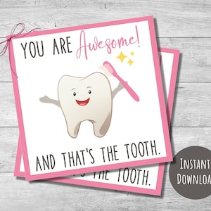 Etiquetas de agradecimiento para la Semana del Asistente Dental, etiquetas de 2,5", 3,5" y 4", higienistas dentales, etiqueta de regalo para el Día del Dentista, descarga instantánea