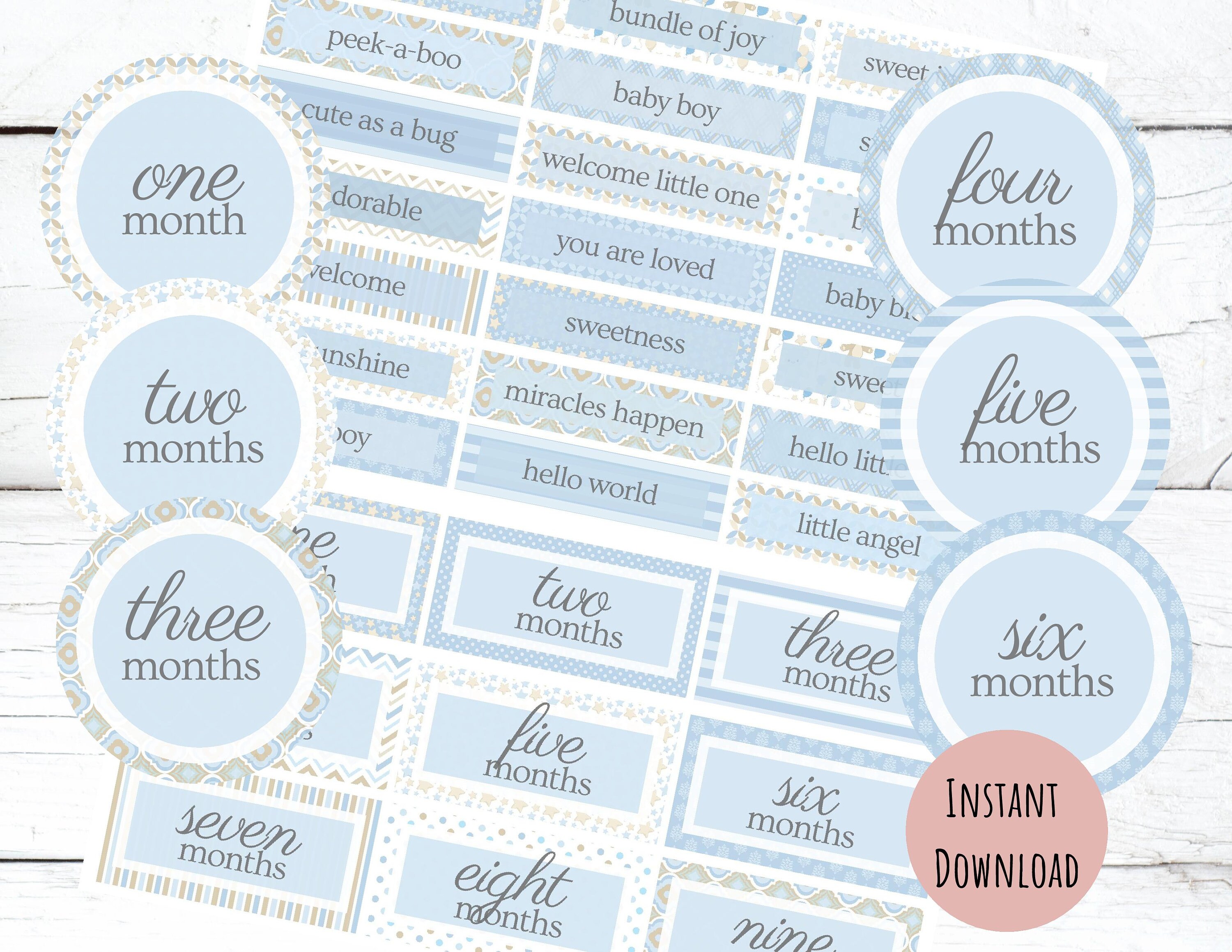 Baby Boy Words, Printable Word Sentiments, Baby Junk Journal, Baby ...