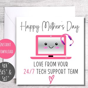 Tarjeta divertida del Día de la Madre, Tarjeta de agradecimiento, aprecio por mamá, tarjeta de soporte técnico humorística para mamá, descarga instantánea