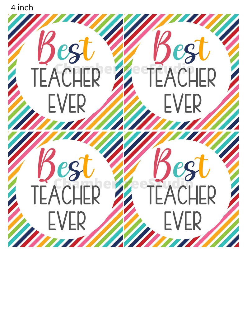 Teacher Appreciation Gift Tag, Best Teacher Ever, Teacher Appreciation