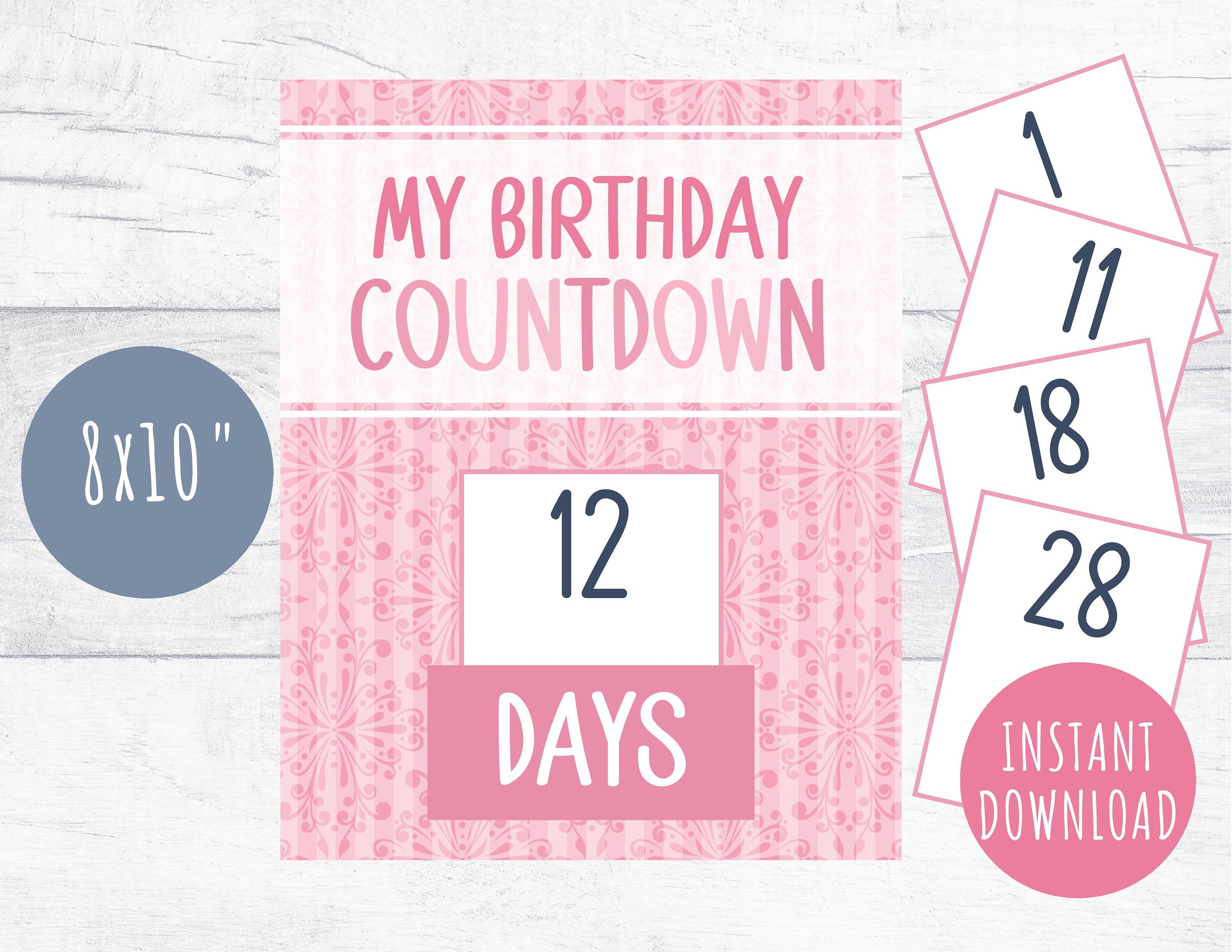 Birthday Countdown Calendar Printable DIY Kids Countdown - Etsy