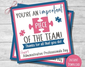 Administrative Professionals Day gift tag, employee appreciation, office staff thanks, Admin Assistant card, 2.5", 3.5" and 4"