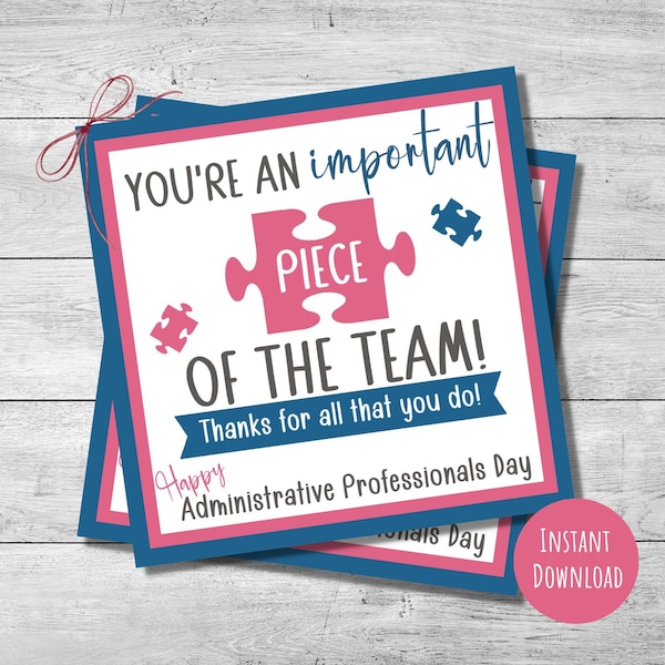 Administrative Professionals Day gift tag, employee appreciation, office staff thanks, Admin Assistant card, 2.5", 3.5" and 4"