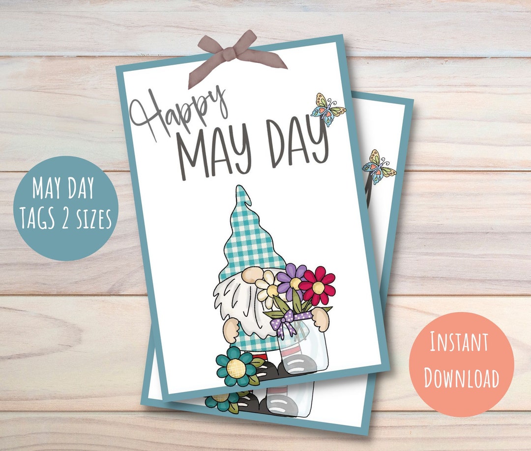 May Day Tags Spring Gift Tag 2 Sizes Printable May Day - Etsy