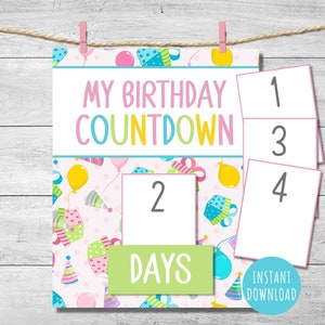 Countdown to my Birthday calendar, kids Birthday sign, printable countdown 8x10&quot; sign, birthday poster, advent calendar
