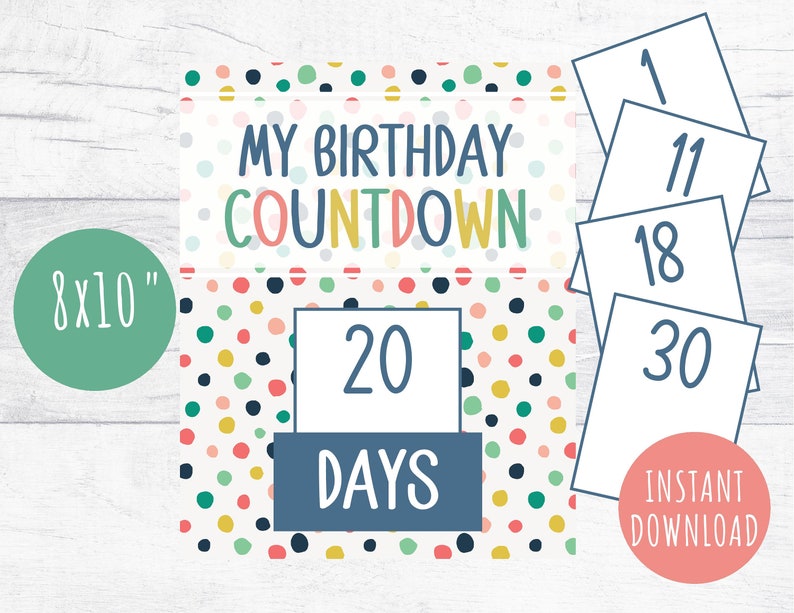 Birthday Countdown Calendar, Printable DIY Kids Countdown Calendar ...