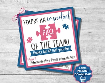 Administrative Professionals Day gift tag, employee appreciation, office staff thanks, Admin Assistant card, 2.5", 3.5" and 4"