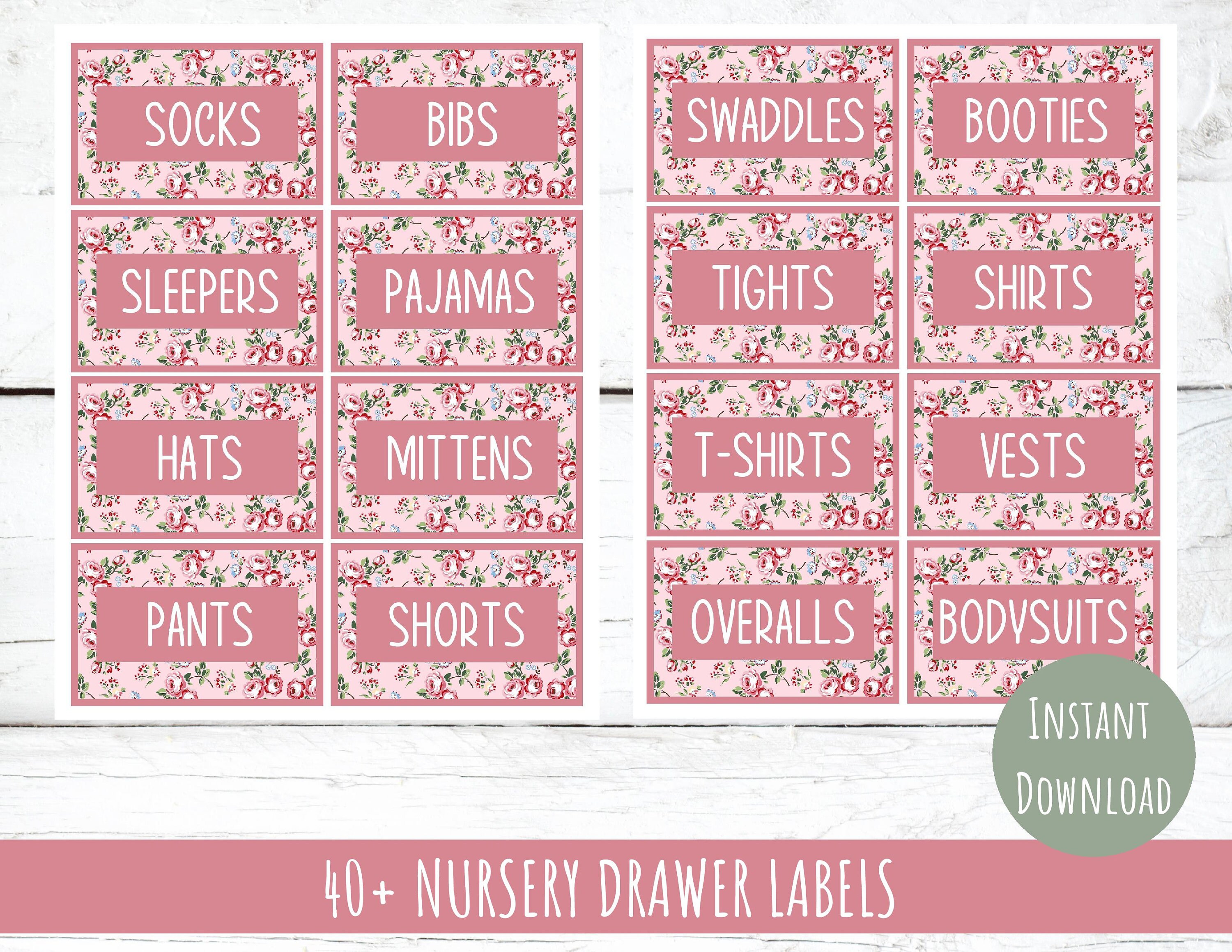Printable Baby Nursery Drawer Labels Nursery Organization Etsy