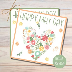 Étiquette Happy May Day, étiquette cadeau printemps, tailles 2", 2,5" & 3", étiquette de panier imprimable 1er mai, téléchargement immédiat