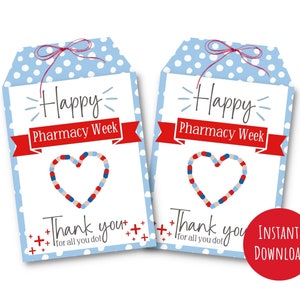 Pharmacy Week gift tag, Pharmacist appreciation, gift for Pharmacy staff and technicians, 2.5&quot; & 4&quot; tags, thank you for all you do