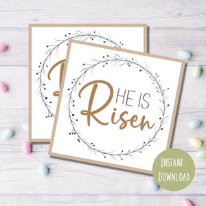 He is Risen gift tag, printable Easter gift tags, Easter basket gift card, instant download