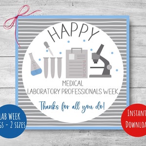 Lab Week appreciation gift tag, 3" and 4" tags, Happy Medical Laboratory Professionals Week, lab staff, printable cookie tag