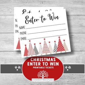 Participez à Noël pour gagner des billets, cartes de 3 x 3,5 po., collecte de fonds pour l'école, billets d'entrée pour des prix de présence, billets de tombola de Noël imprimables