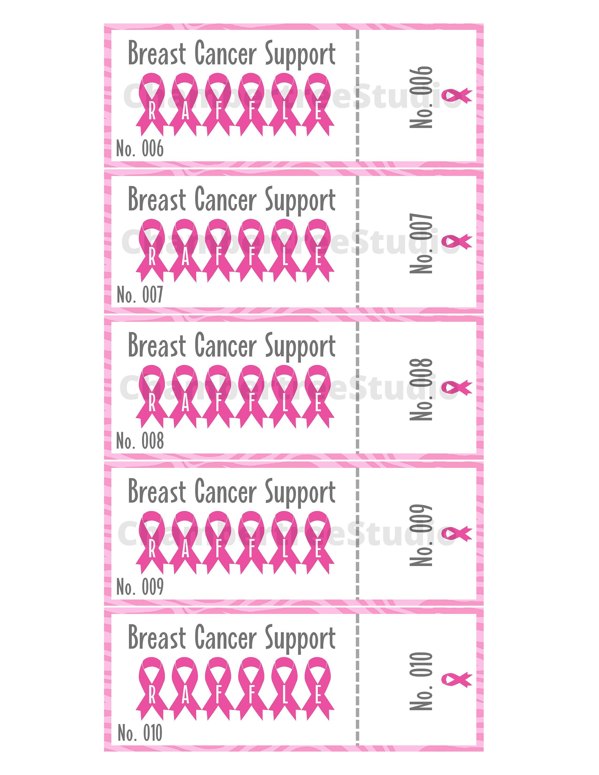 Breast Cancer Support Raffle Tickets, Pink Ribbon, Enter to Win ...