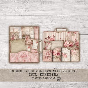 Mini pochettes pour chemises, éphémères et onglets | 10 mini chemises, fournitures imprimables pour journaux indésirables