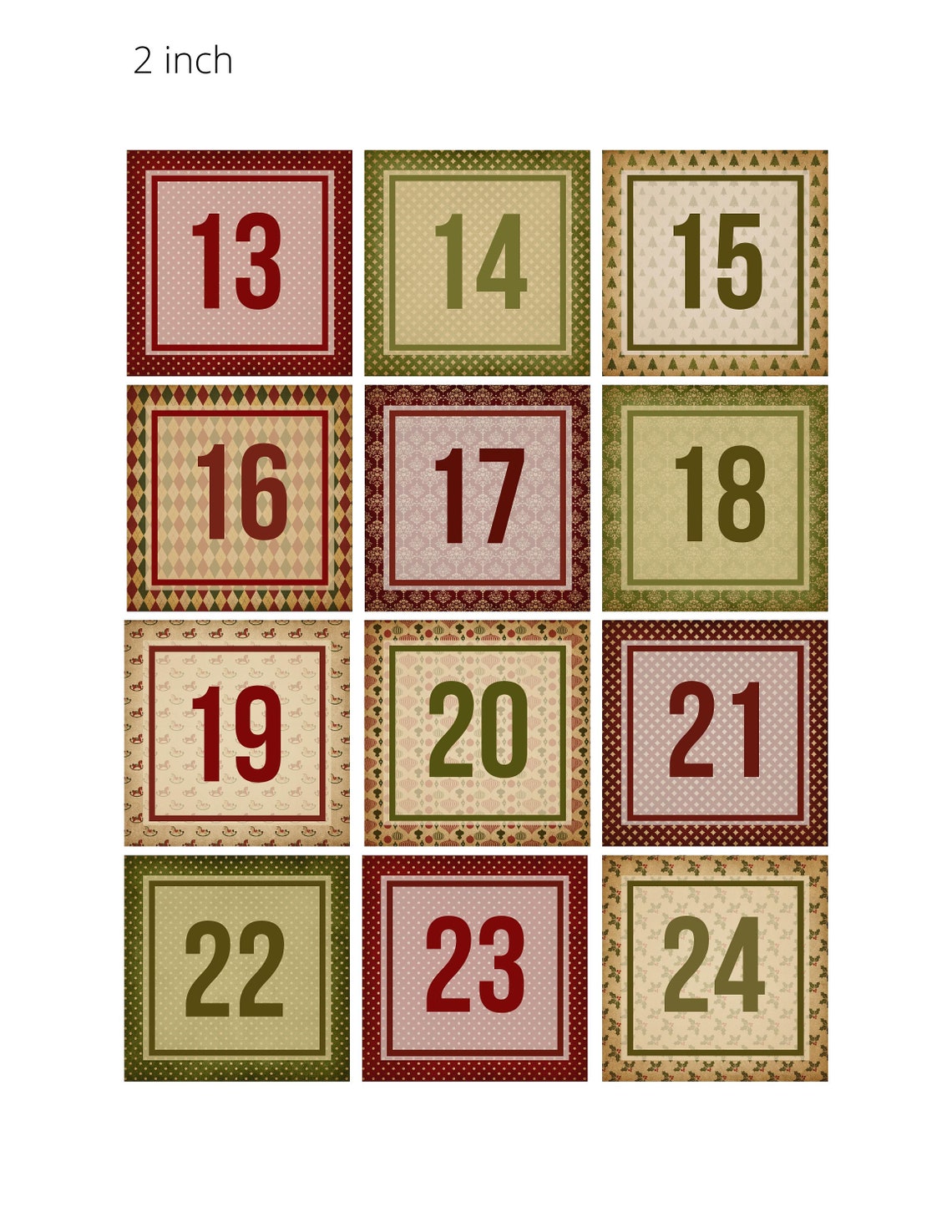 Advent Calendar Numbers, 2 Size, DIY Advent Calendar Kit, Printable