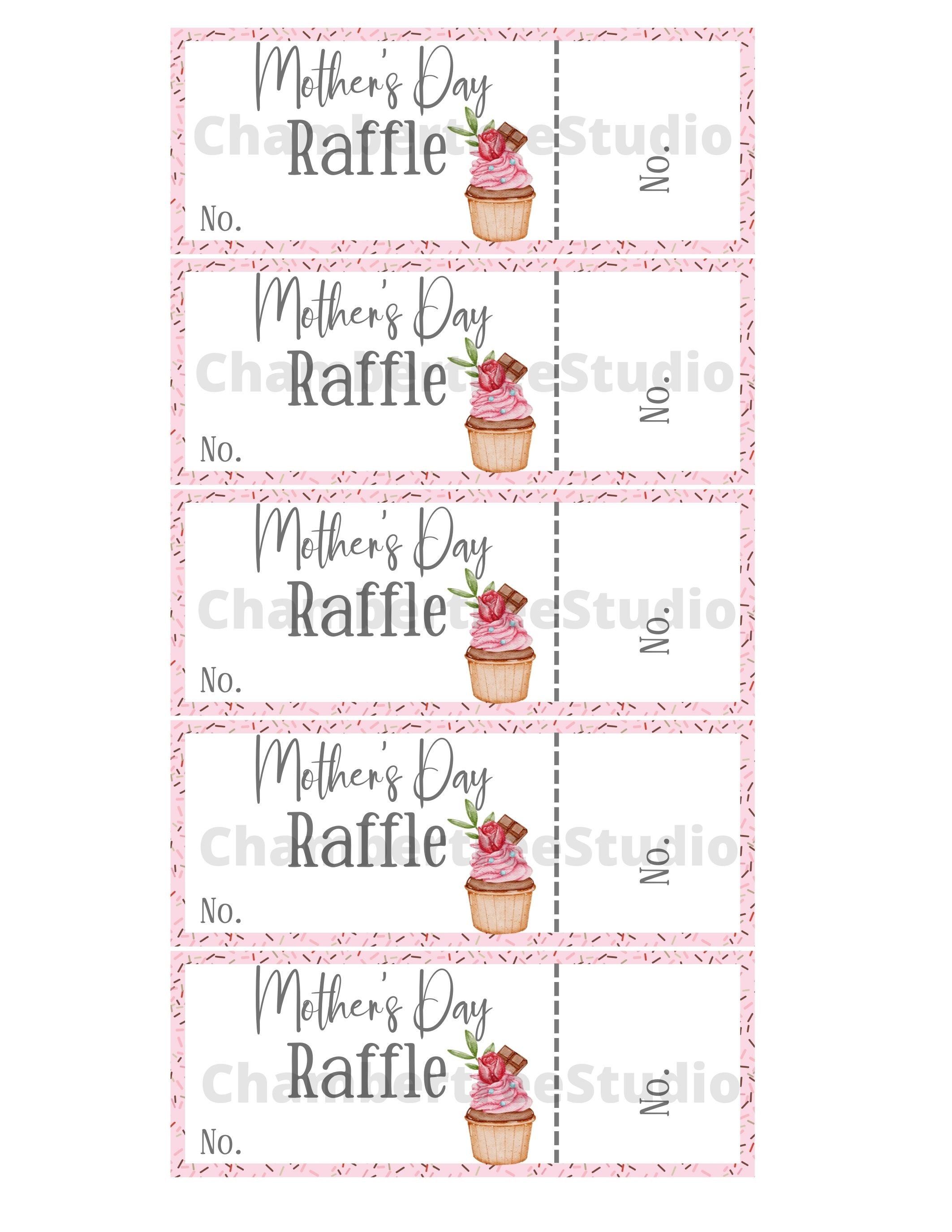 Mother's Day Raffle Tickets, 2. X 5.2, Fundraising Ticket Coupons, Charity Event, Printable ...