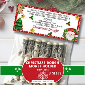 Porta soldi di Natale, sacchetto di dolcetti di pasta di Natale, Babbo Natale segreto, etichetta regalo in contanti per le feste, idea regalo in denaro, topper per sacchetto di dolcetti, poesia di Natale