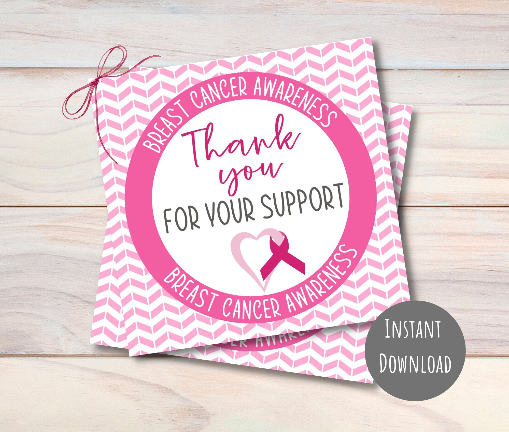 Breast Cancer Awareness Gift Tag, Pink Ribbon, Cancer Survivor