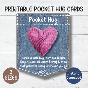 Cartes de câlin de poche, porte-câlin de poche, carte de porte-câlin imprimable, téléchargement immédiat