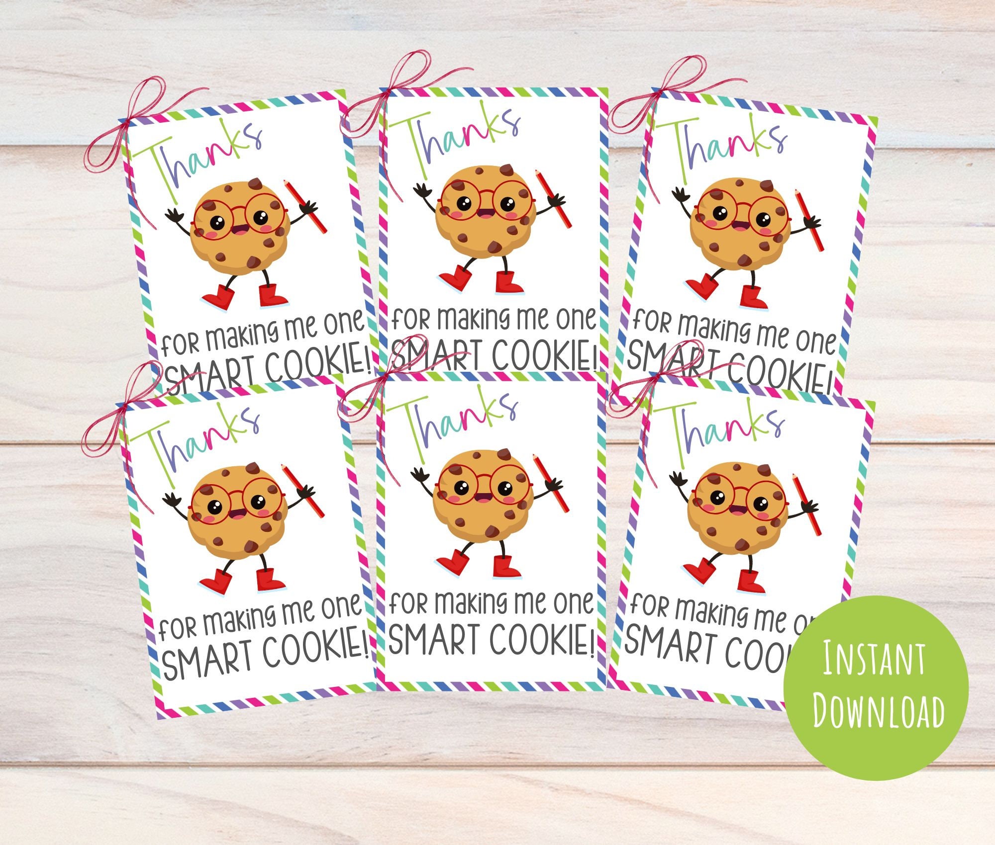 Teacher Appreciation Week Gift Tag, Smart Cookie Tags, Printable School ...