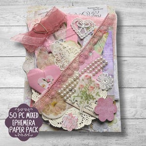 Confezione di carta effimera vintage shabby, kit tascabile da 50 pezzi, ritagli di carta, fustelle, confezioni di motivi misti di diari spazzatura