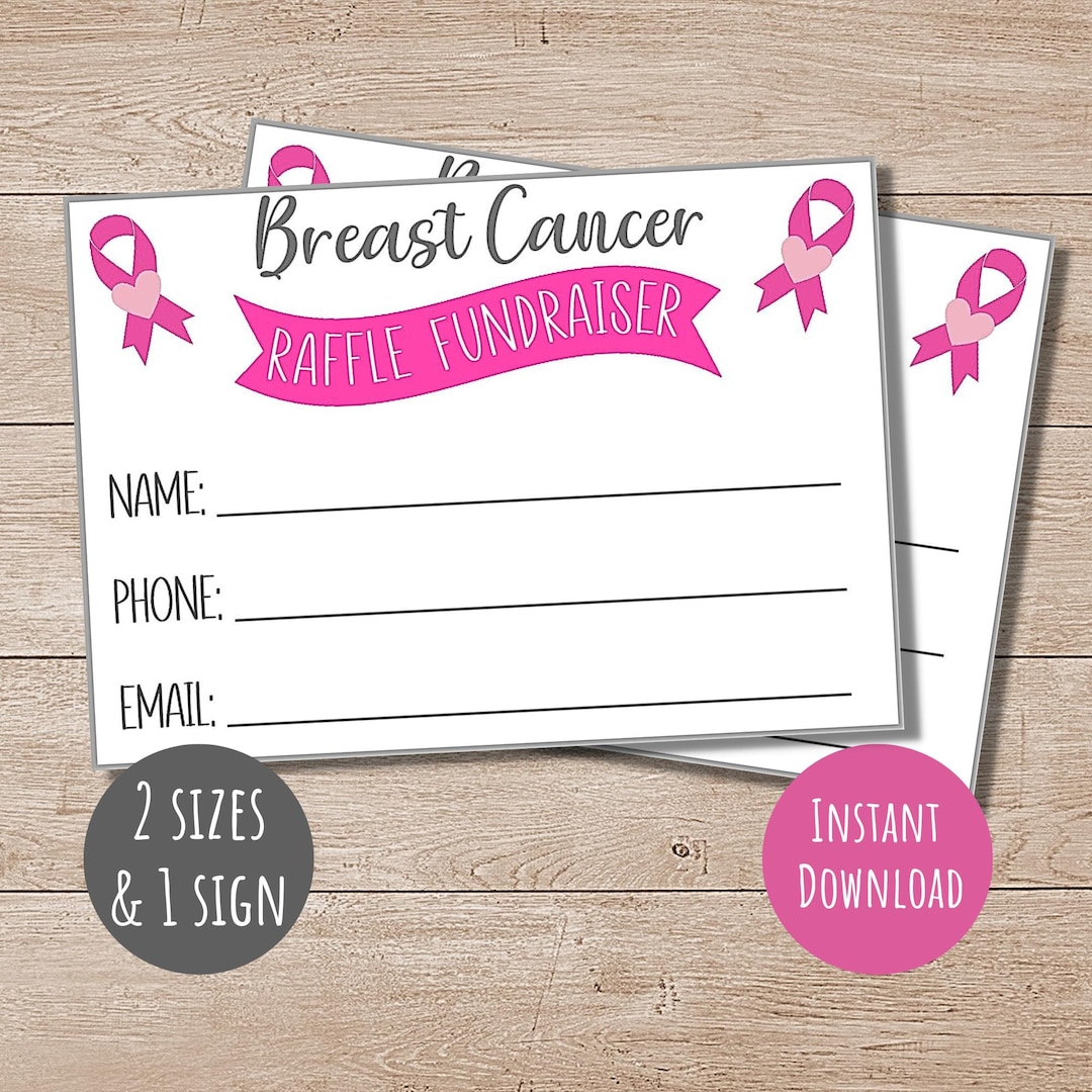 Breast Cancer Raffle Fundraiser Tickets, Pink Ribbon, Enter to Win ...
