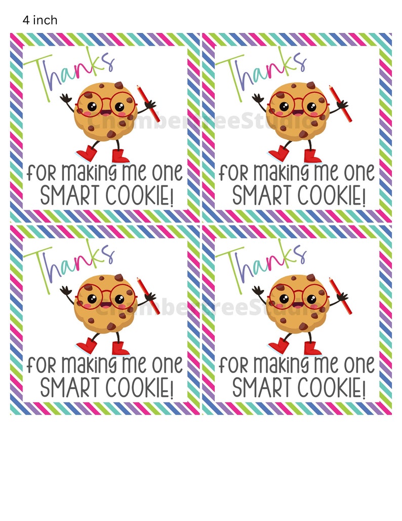 Teacher Appreciation Week Gift Tag, Smart Cookie Tags, Printable School ...
