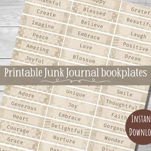 Junk journal words, word sentiments, junk journal ephemera, printable words, scrapbooking ephemera, instant download