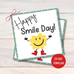 Étiquette cadeau Happy Smile Day, actes aléatoires de gentillesse, étiquettes 3" et 4", étiquette de bonheur pour collègue enseignant médecin dentiste, téléchargement instantané
