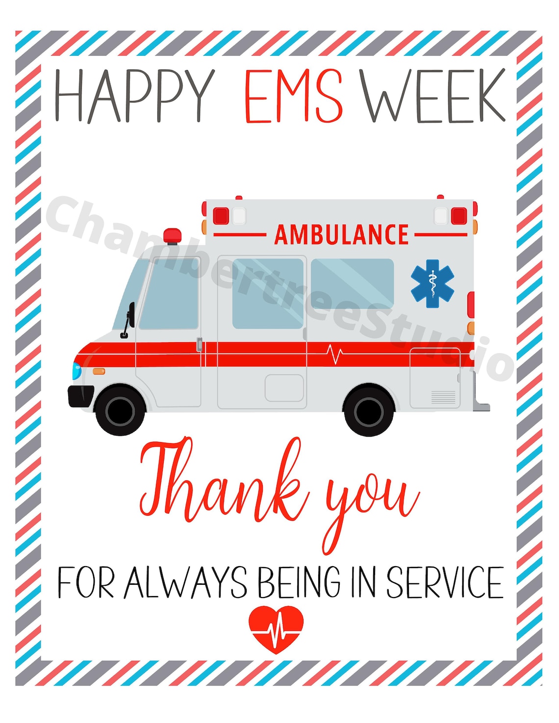 Happy EMS Week Sign, 8x10 Sign, Emergency Medical Services Week, EMT