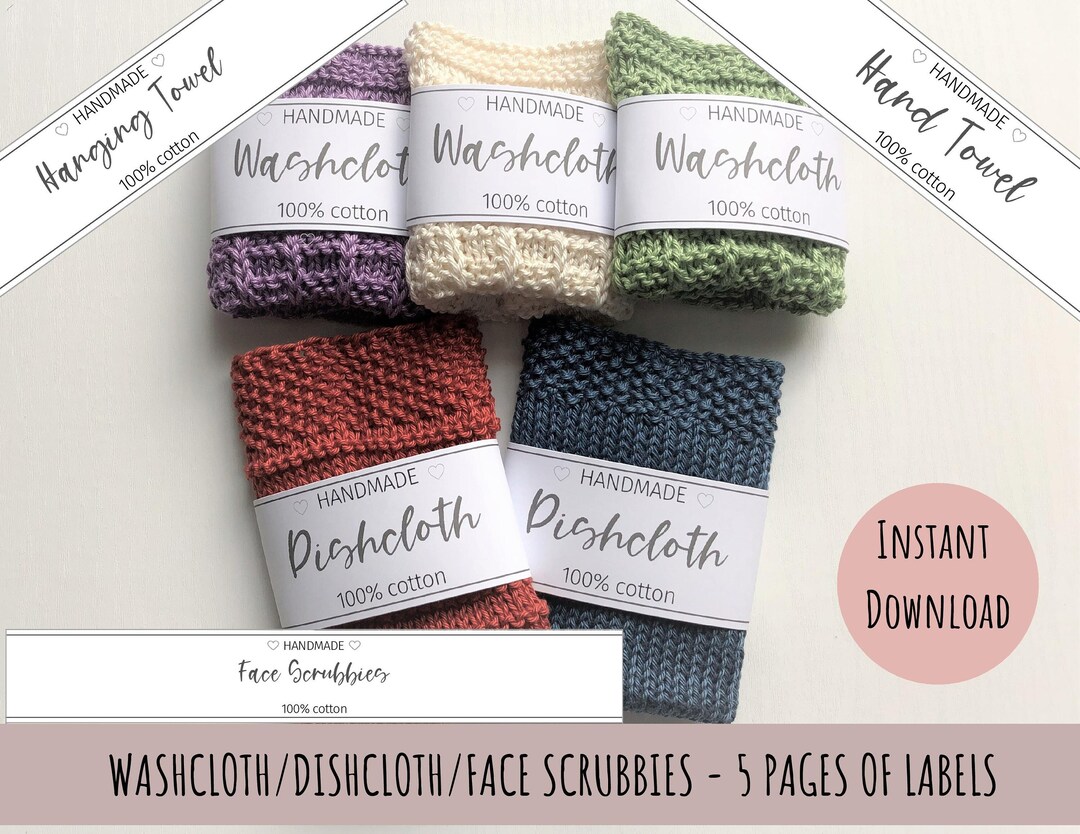 Printable Washcloth Labels Handmade Dishcloth Wrap Hand - Etsy