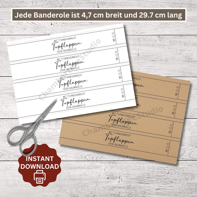 Potholder Banderole Wrapper, Label for Crochet or Knits, Printable ...