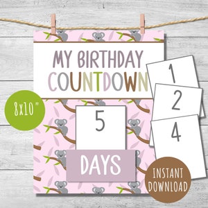 Birthday Countdown Calendar Printable DIY Kids Birthday Countdown Sign