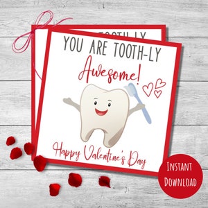 Etiquetas para el día de San Valentín dental, etiquetas de 3,5" y 4", agradecimiento para asistentes dentales, pacientes, ortodoncistas, higienistas dentales, regalo para dentistas