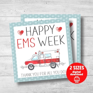 EMS Week-cadeaulabel, Happy Emergency Medical Services Week, EMT-waardering, cadeau voor paramedici, eerstehulpverlener, instant download