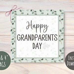 Etiqueta de regalo del Día de los Abuelos Felices, etiqueta de regalo de agradecimiento, etiquetas de 3" y 4", apreciación de los abuelos, descarga instantánea