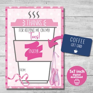 Porte-carte cadeau remerciement pour professeur de danse, carte-cadeau café pour professeur de danse, carte de remerciement professeur de ballet, fin d'année scolaire