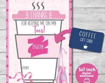 Dance Teacher Appreciation gift card holder, coffee gift card for dance teachers,  ballet teacher thank you card, end of school year