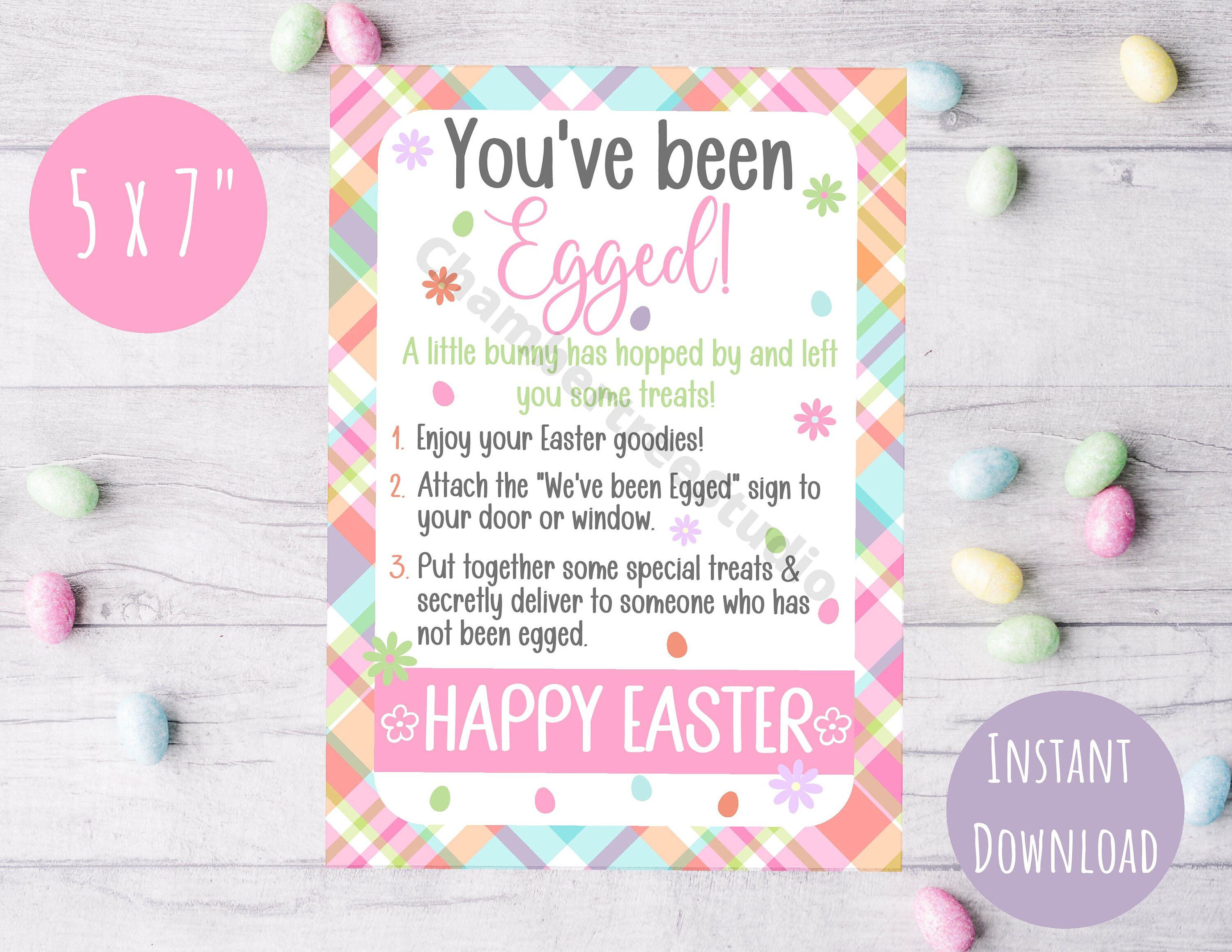 You've Been Egged, Printable Easter Sign, Neighbor Easter Egg Game ...