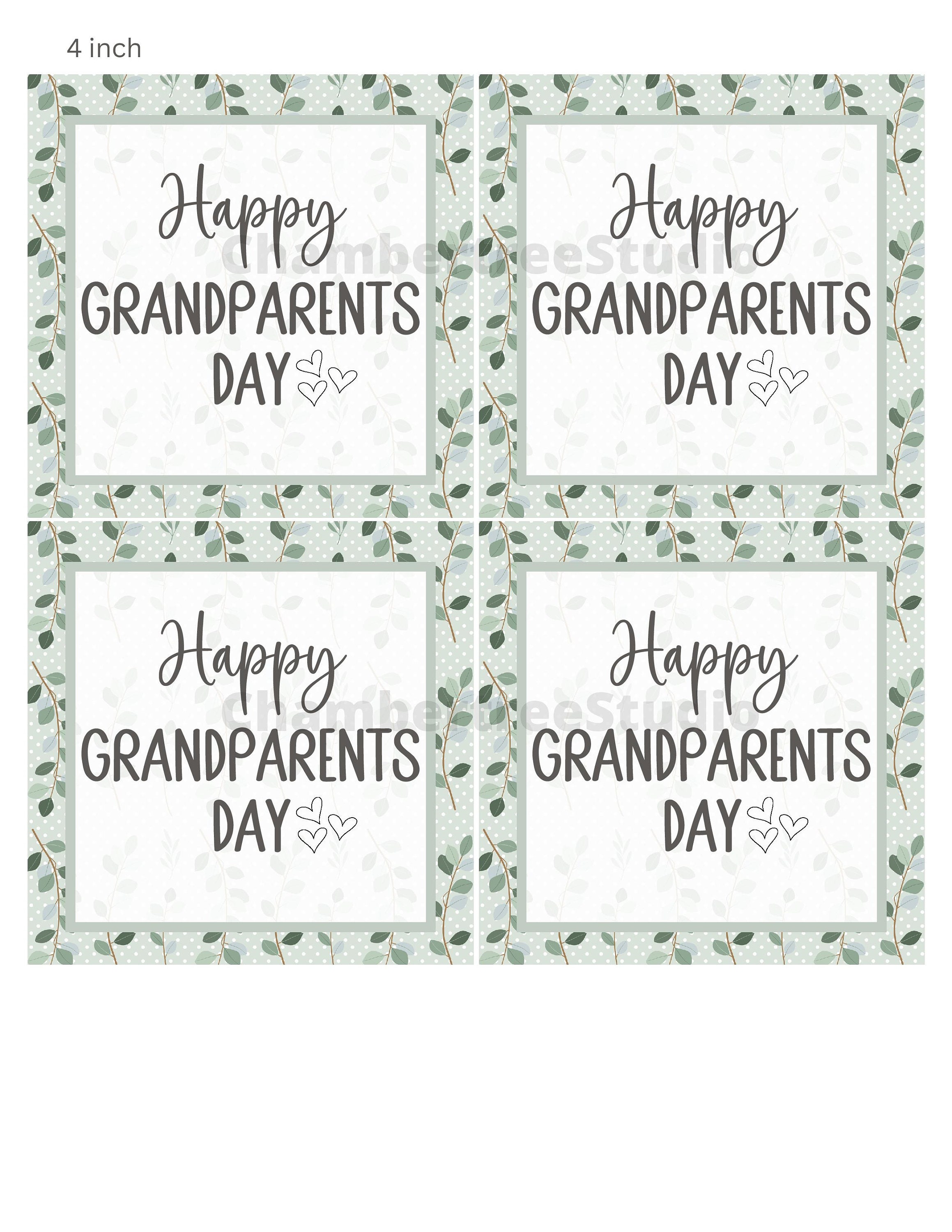 Happy Grandparents Day Gift Tag, Appreciation Gift Tag, 3 &amp; 4 Tags ...