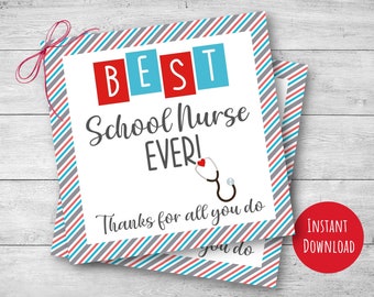 School Nurse Appreciation Day gift tag, 3", 3.5" and 4" tags, Happy Nurses Week, thank you for all you do, best nurse