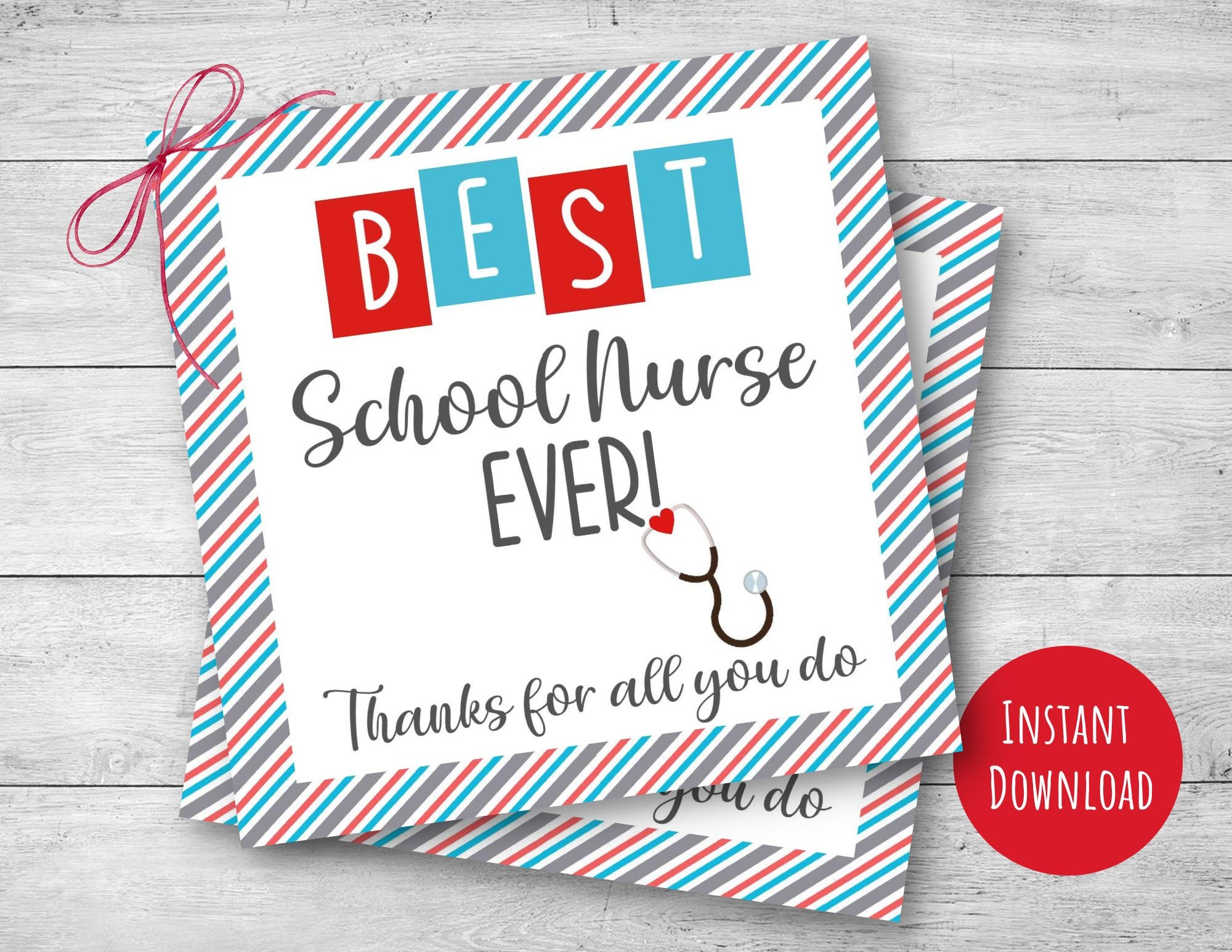 School Nurse Appreciation Day Gift Tag, 3, 3.5 and 4 Tags, Happy Nurses