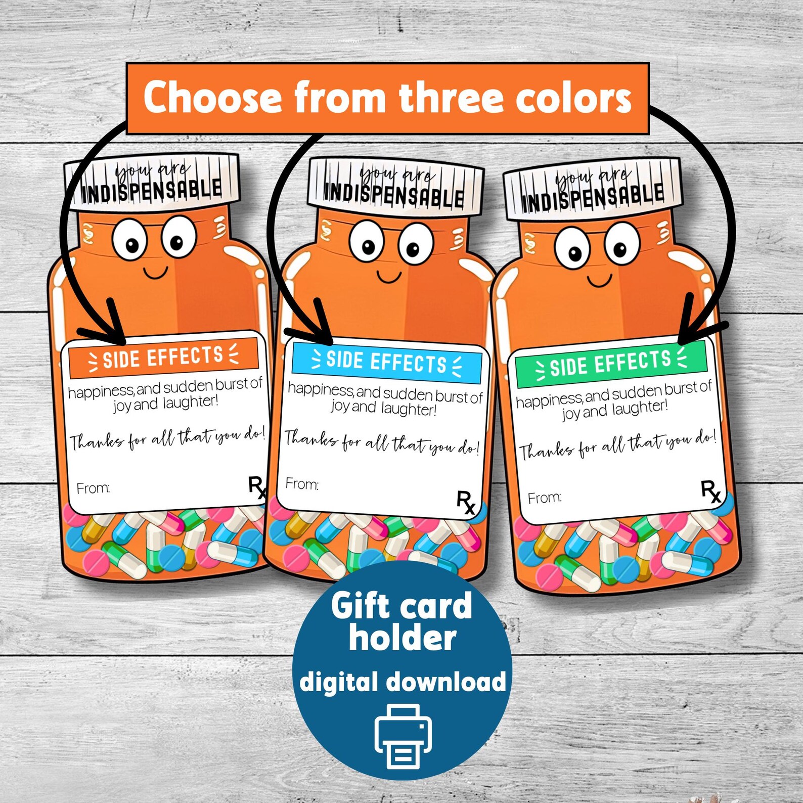 Pill Bottle Gift Card Holder, Nurse Week Appreciation, Pharmacy Week ...